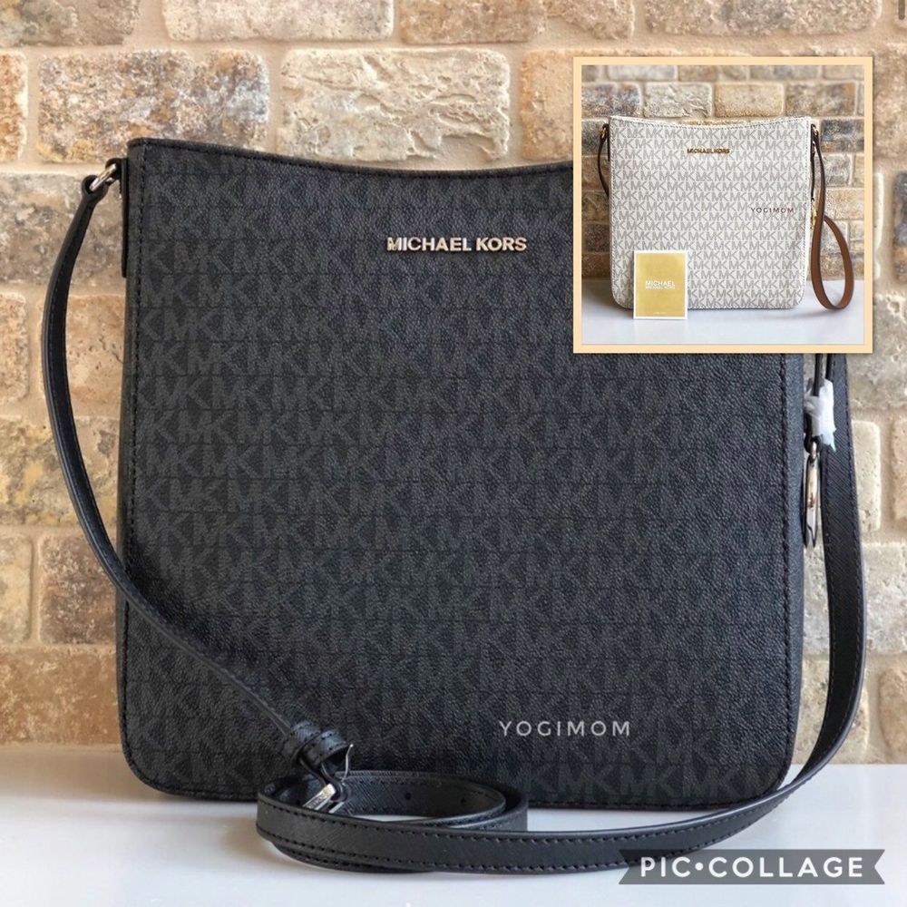 BUNDLE Michael Kors Jet set Travel Large MESSENGER Crossbody Purse Wallet Black - Picture 7 of 12